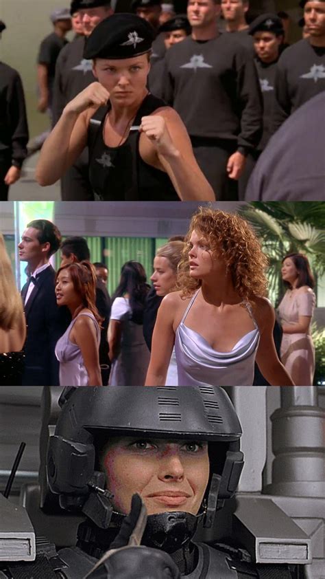 Dina Meyer topless in Starship Troopers scene